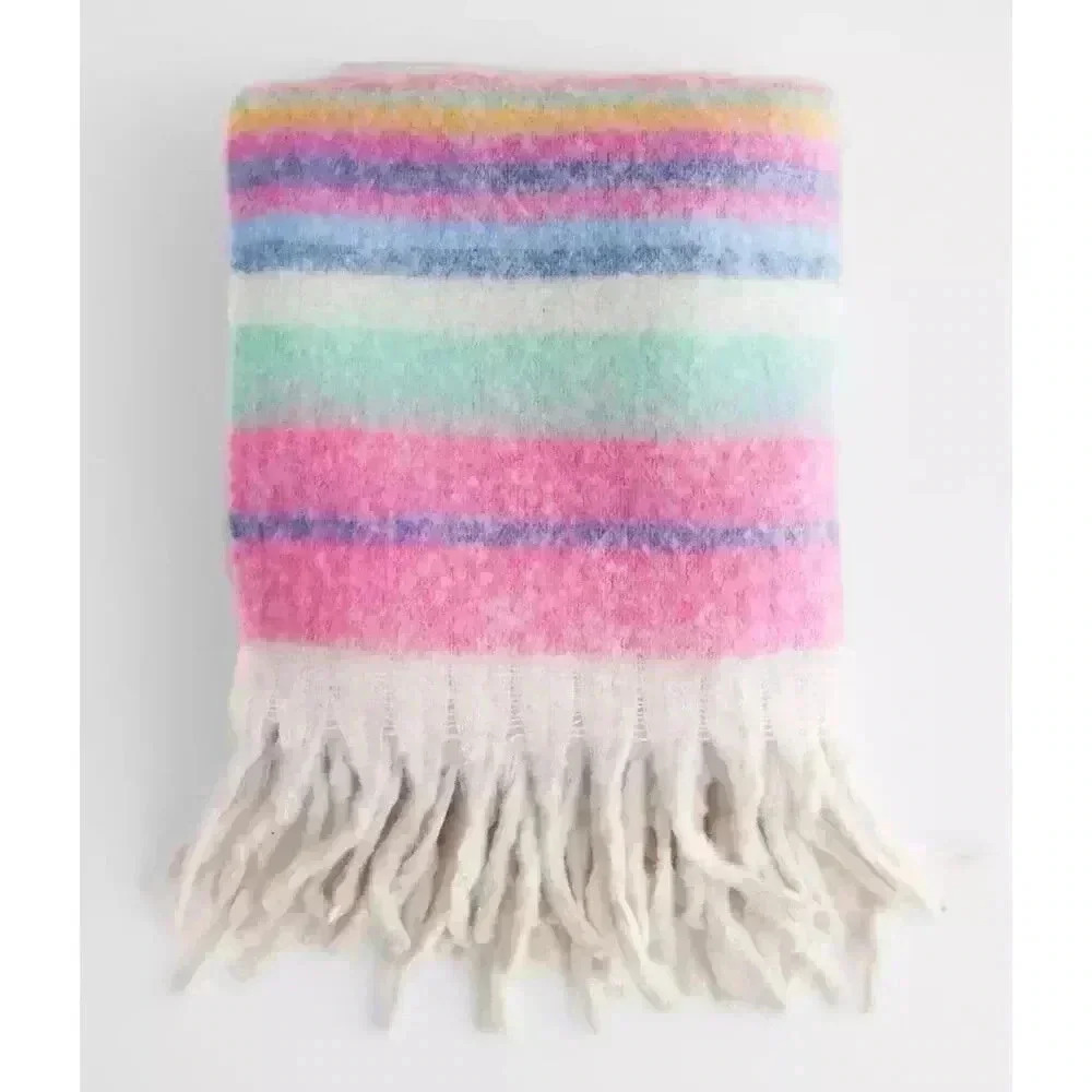 Free People Skye Stripe Multicolor Fringe Blanket - Picture 3 of 3